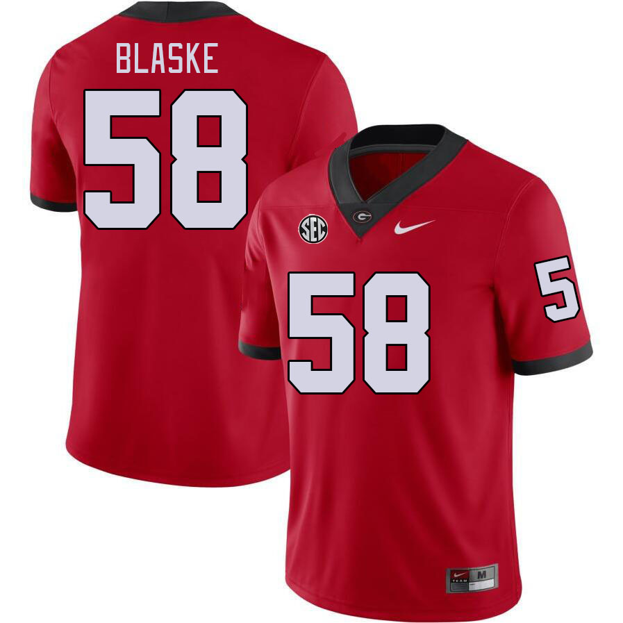 Men #58 Austin Blaske Georgia Bulldogs College Football Jerseys Stitched-Red - Click Image to Close